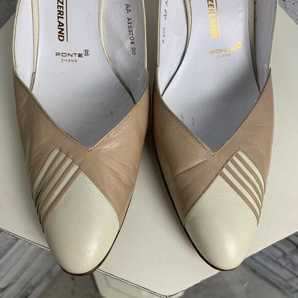 Bally Vintage 80s Pointy Toe Sling Back Beige Leather Pump - Picture 4 of 8